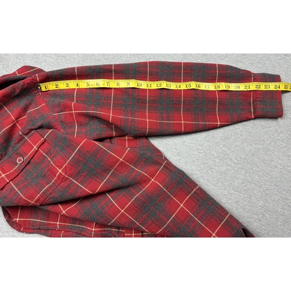 L.L. Bean Flannel Mens Large Heavyweight Red Blue Button Up Shirt Tall MT07 - Picture 6 of 10